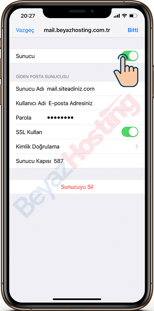 ios smtp ayarları