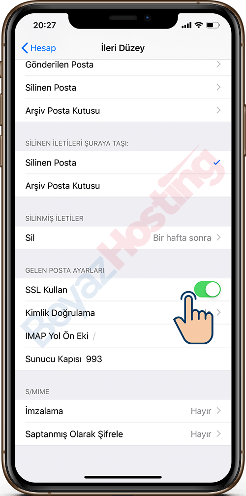 ios imap ayarları